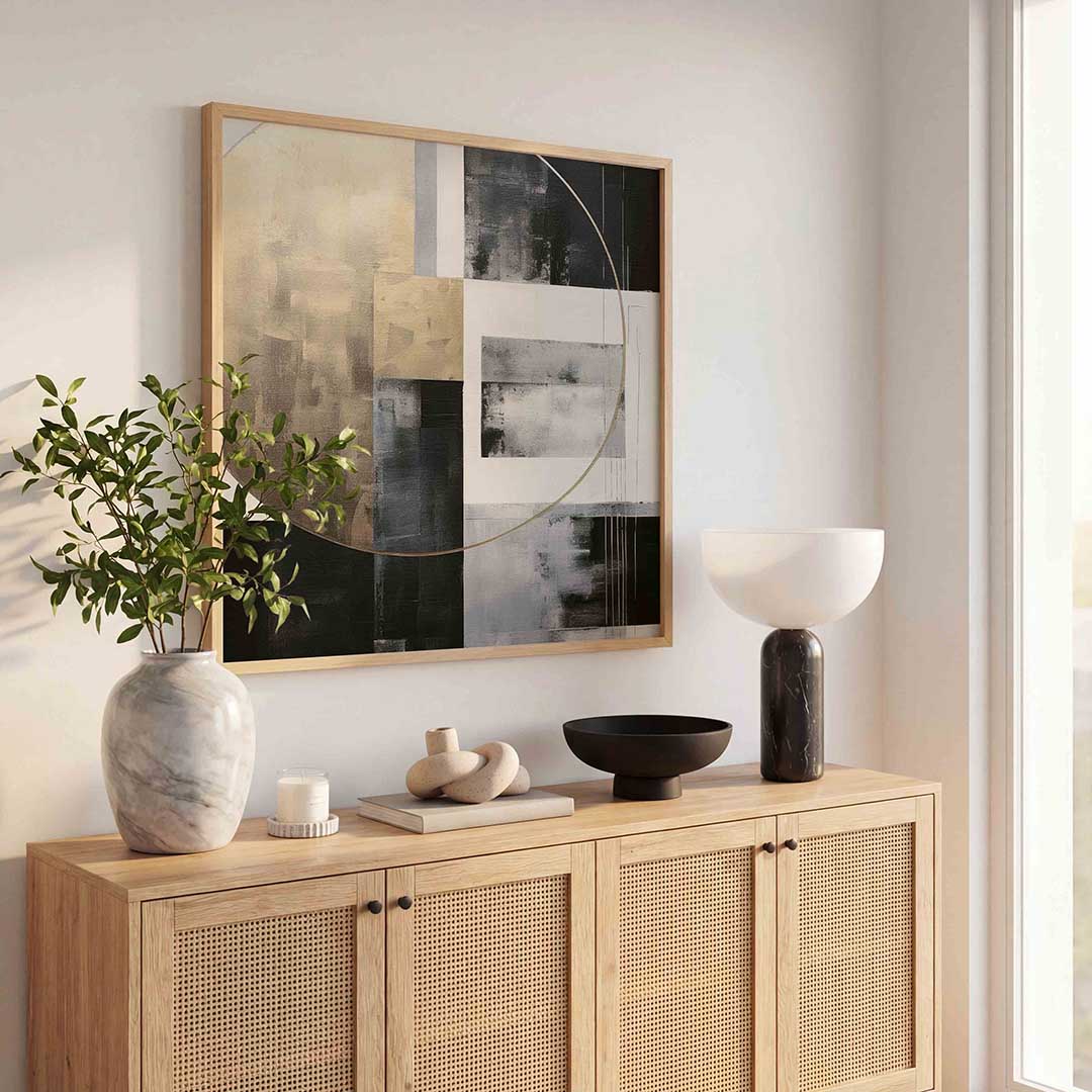 Geometrische vormen – rustige abstracte wandkunst als vierkante poster