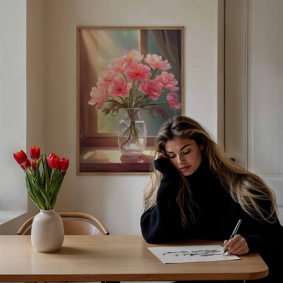 Zonnige Bloemenpracht – bloemen poster als moderne staande wanddecoratie