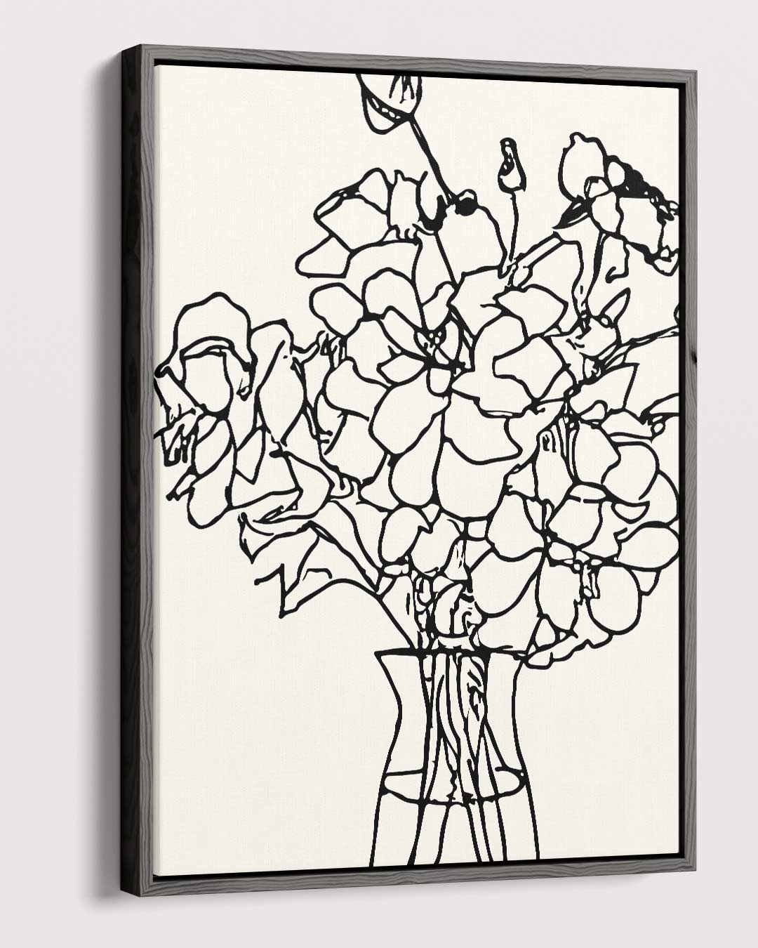 Lijntekening Bloemboeket – dibond kunstwerk als wanddecoratie