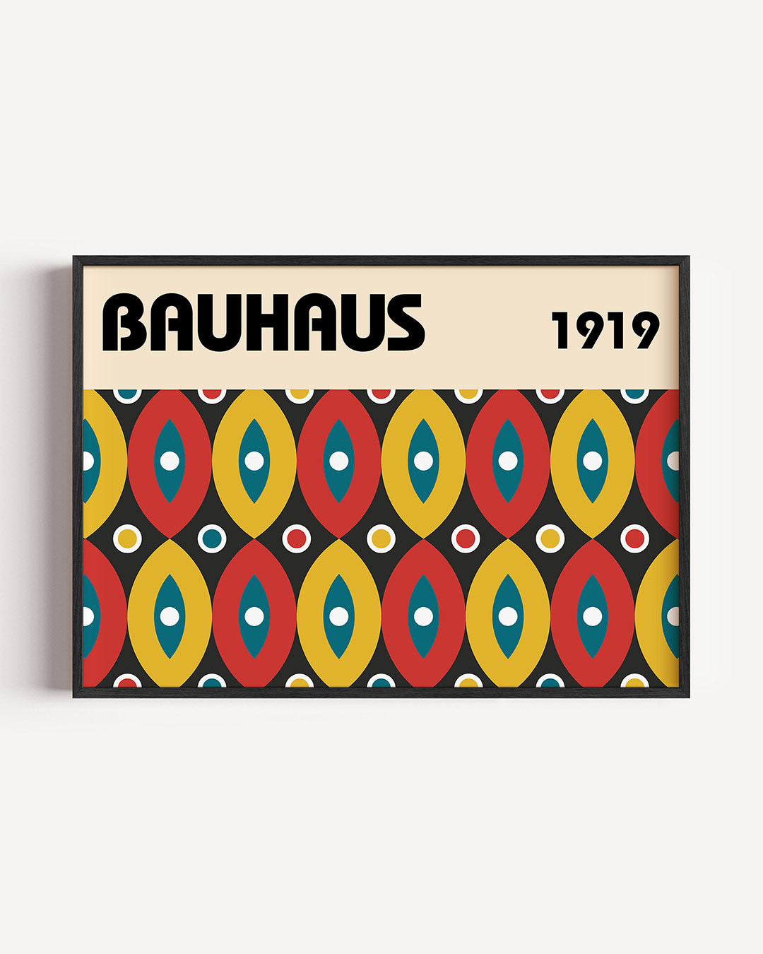 Vormritme en kleur – liggende Bauhaus poster als wanddecoratie