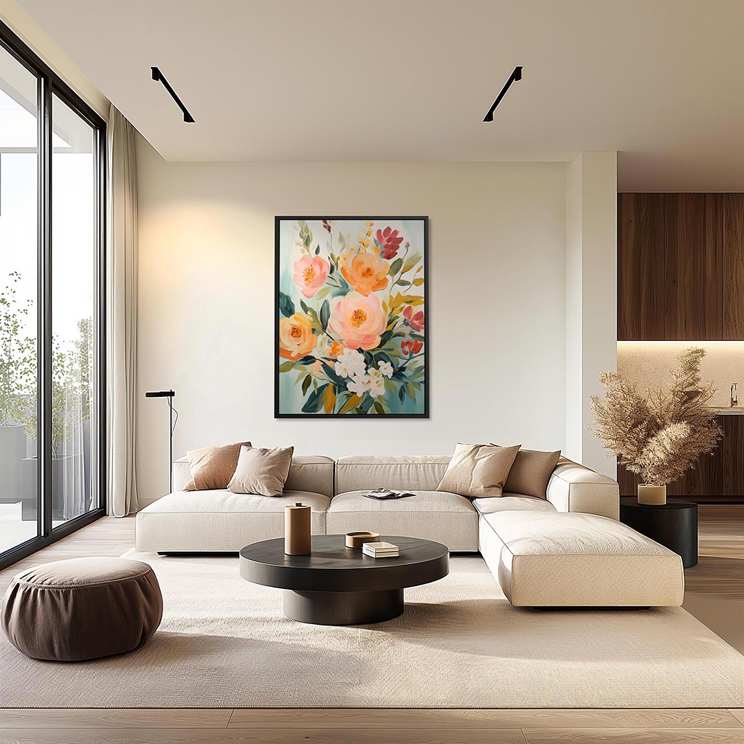 Bloemrijke kleurenpracht – kunstwerk als stijlvolle wanddecoratie