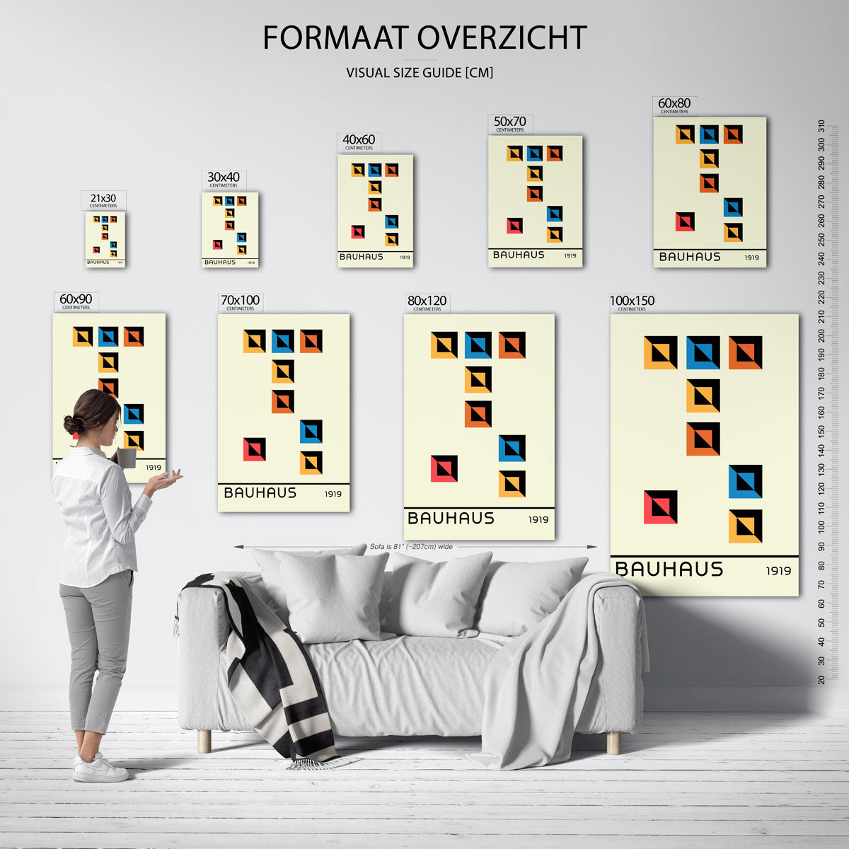 Kleurvlakken en lijnen – geometrische poster in Bauhaus-stijl van WallArtistic