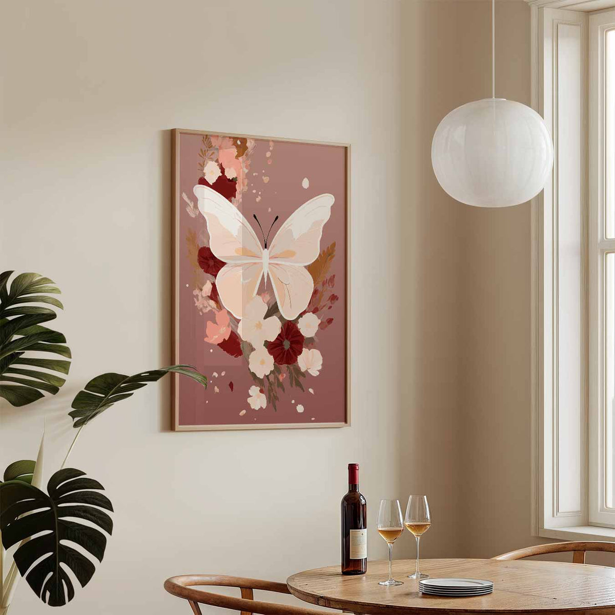 Vlinder & Bloem Bloemenpracht – zomerse wandkunst als portret poster