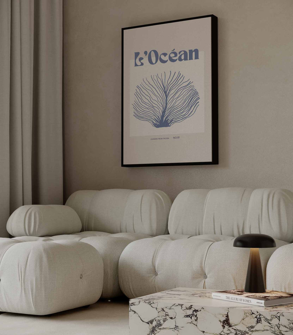 L'Océan: Bloemen uit de Zee – staande wandkunst voor woonkamer of interieur