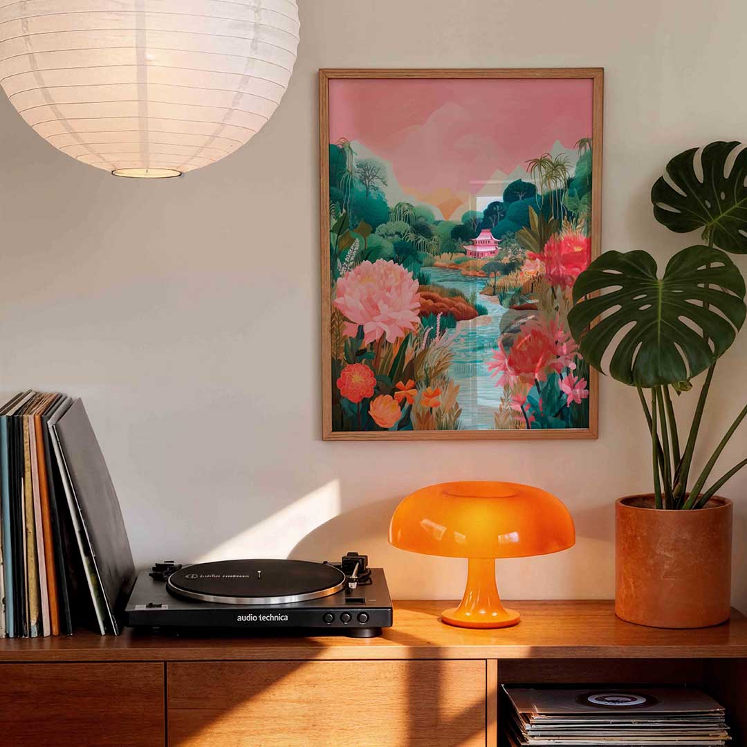 Bloemen en landschap – staande kleurrijke wanddecoratie van WallArtistic