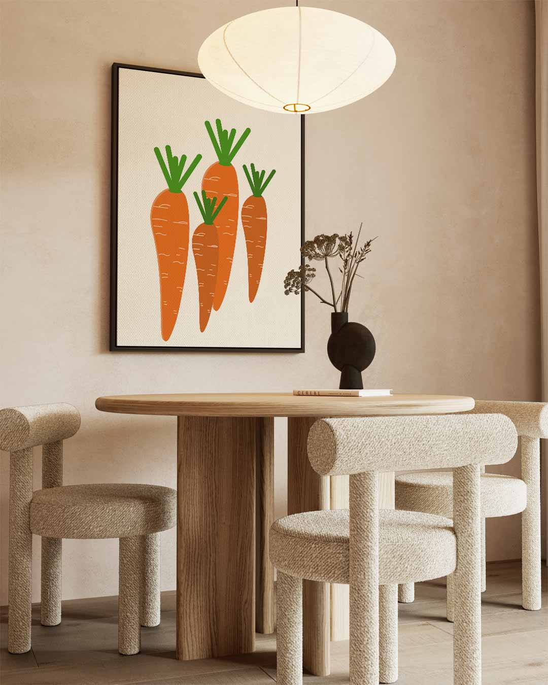 Moderne Wortel Illustratie – canvas wanddecoratie in portret formaat