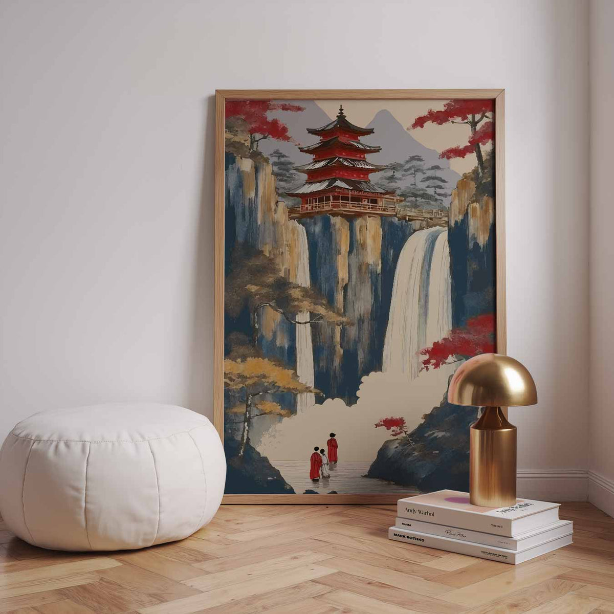 Mystieke Oosterse Waterval – zomerse wandkunst als portret poster