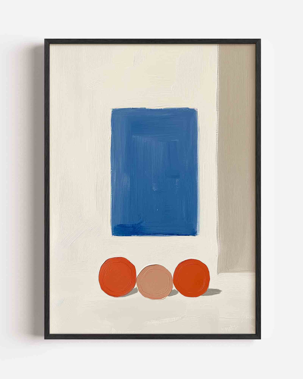 Blauwe rechthoek en cirkels – moderne portret poster als wanddecoratie
