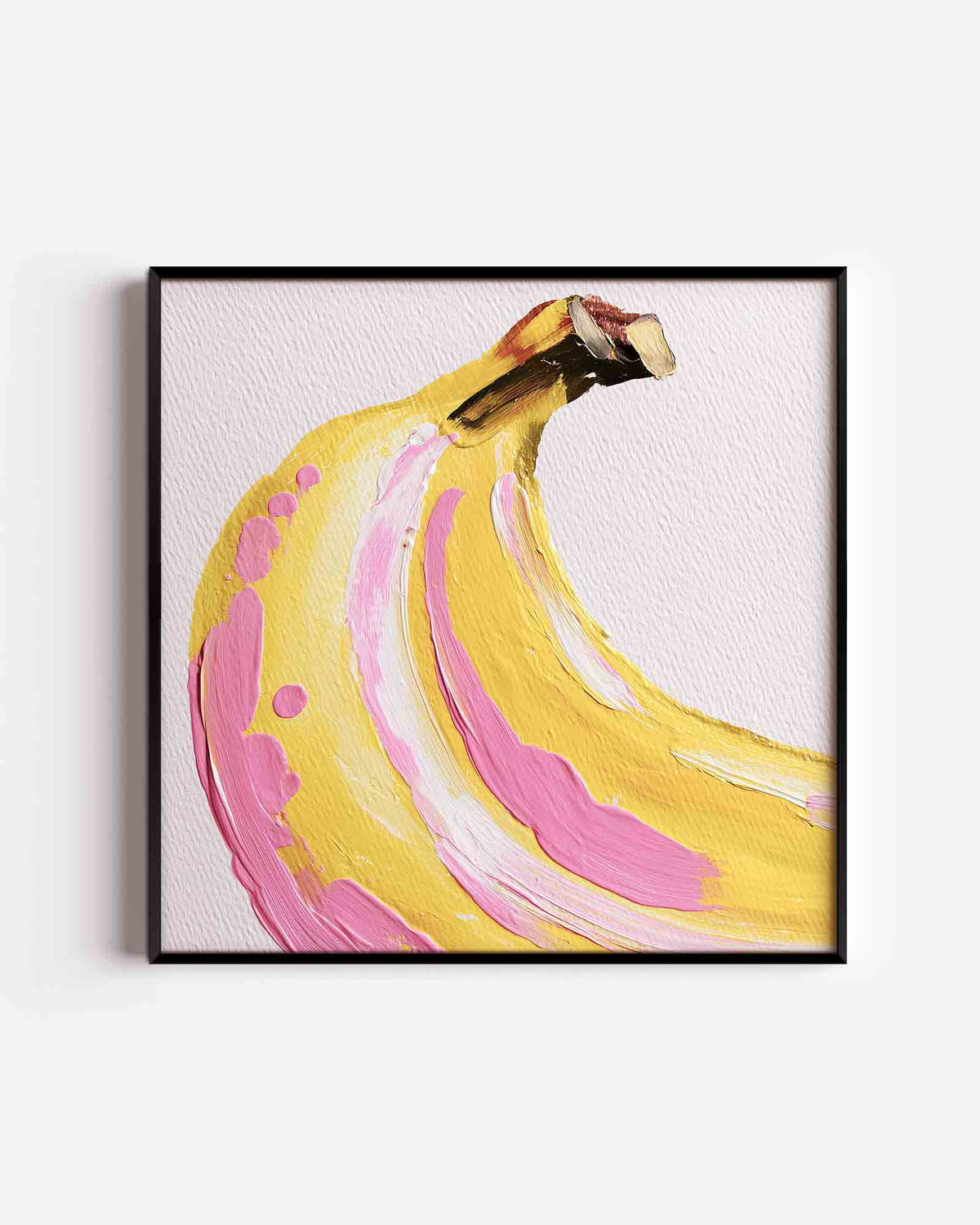 Banaan met roze accenten – vierkante poster met kleur en vormen als wanddecoratie