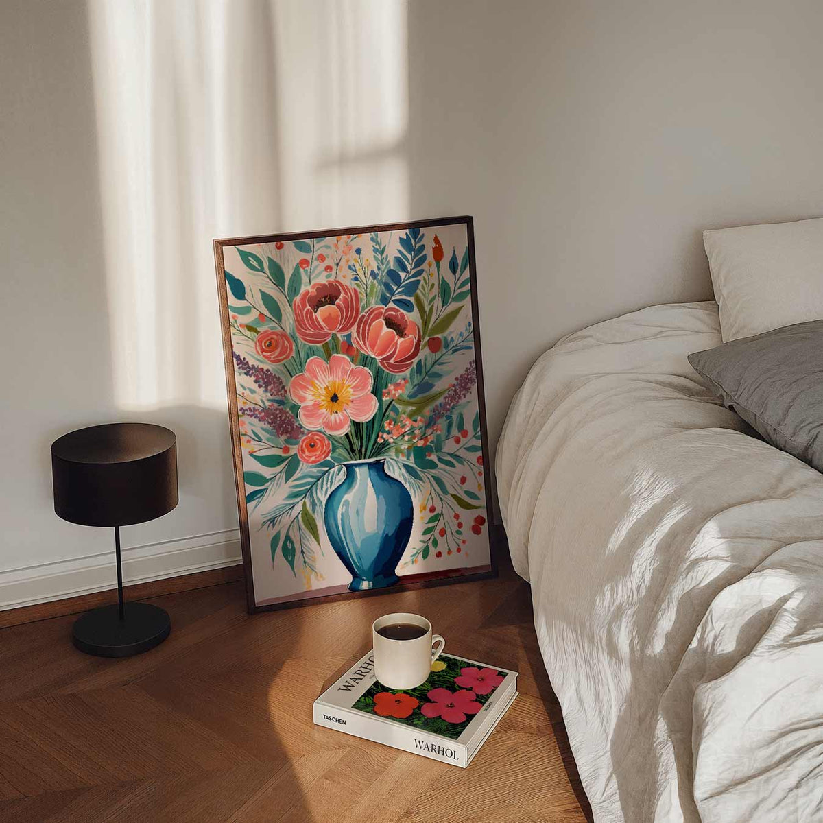 Bloemenpracht in Vaas – staande bloemen wanddecoratie van WallArtistic