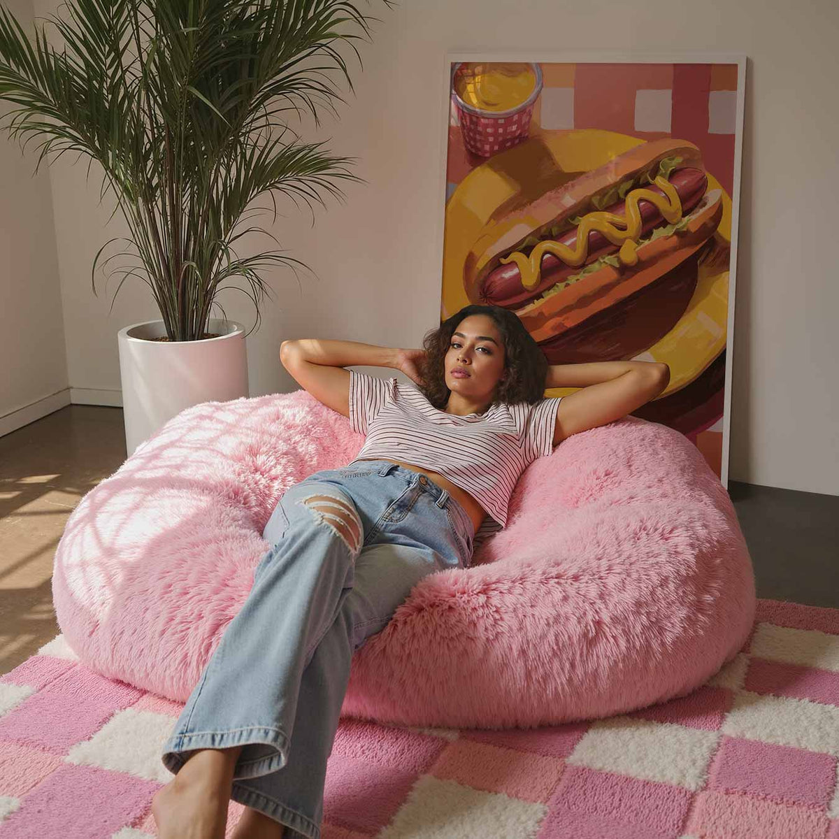 Vrolijke Hotdog – culinaire wandkunst als portret poster
