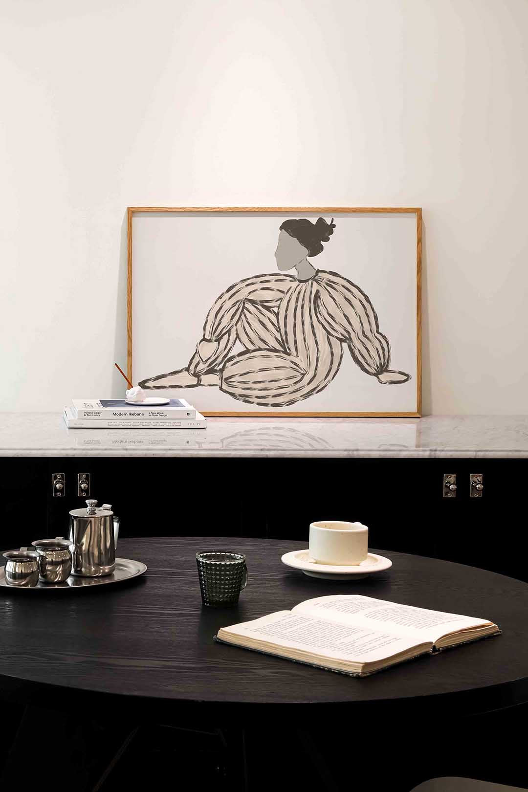 Zittende figuur – portret poster in liggend formaat