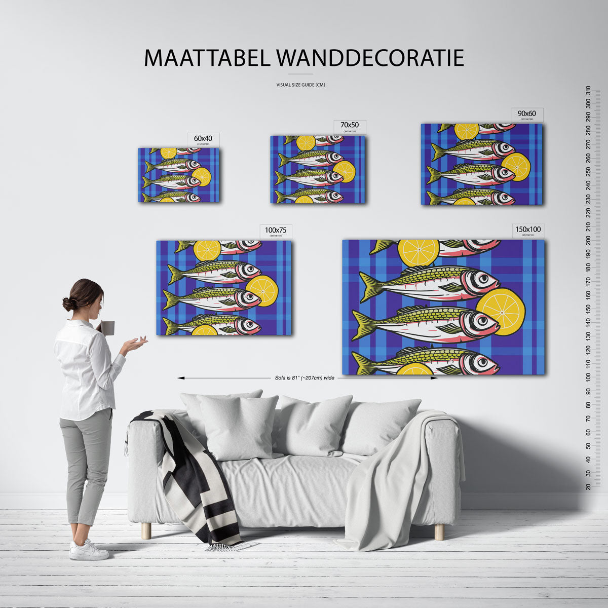 Vrolijke vispatronen – kunstwerk op canvas, dibond of plexiglas