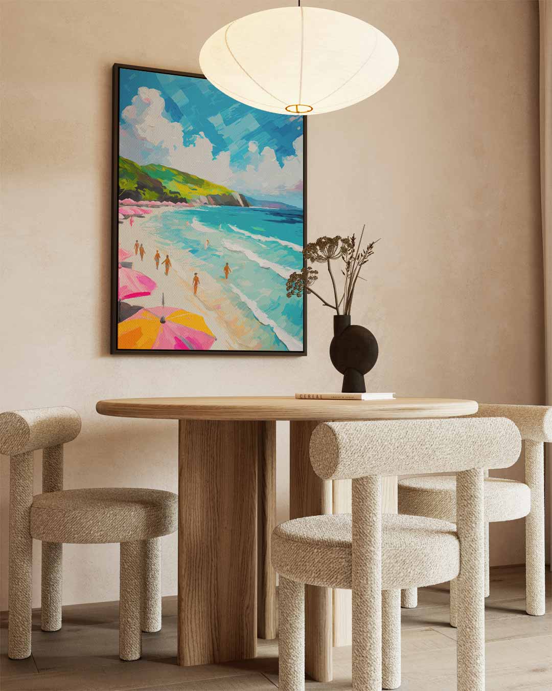Zonovergoten Stranddag – staand kunstwerk voor modern interieur