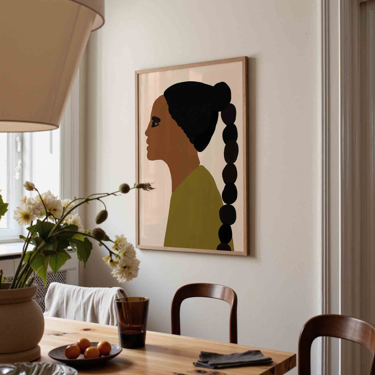 Profiel van vrouw – eigentijdse illustratie poster in staand formaat