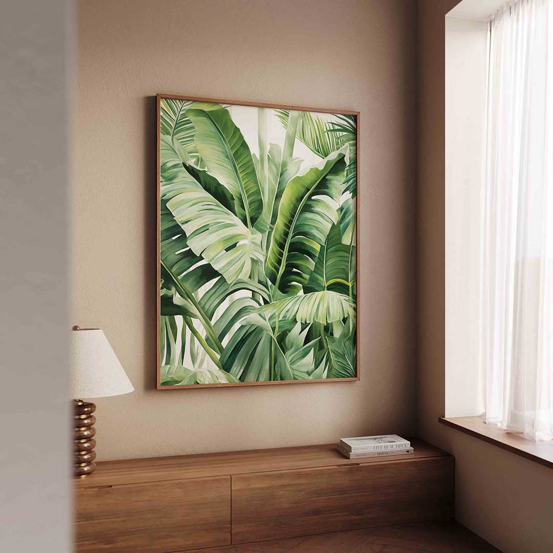Bananenbladeren – tropische wandkunst als portret poster