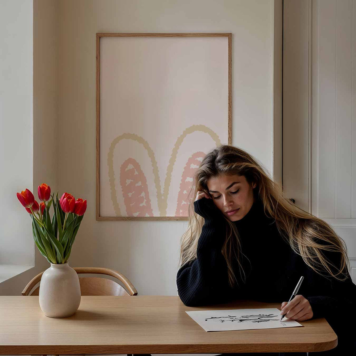 Romantische Bunny Oren – paasposter in staand formaat