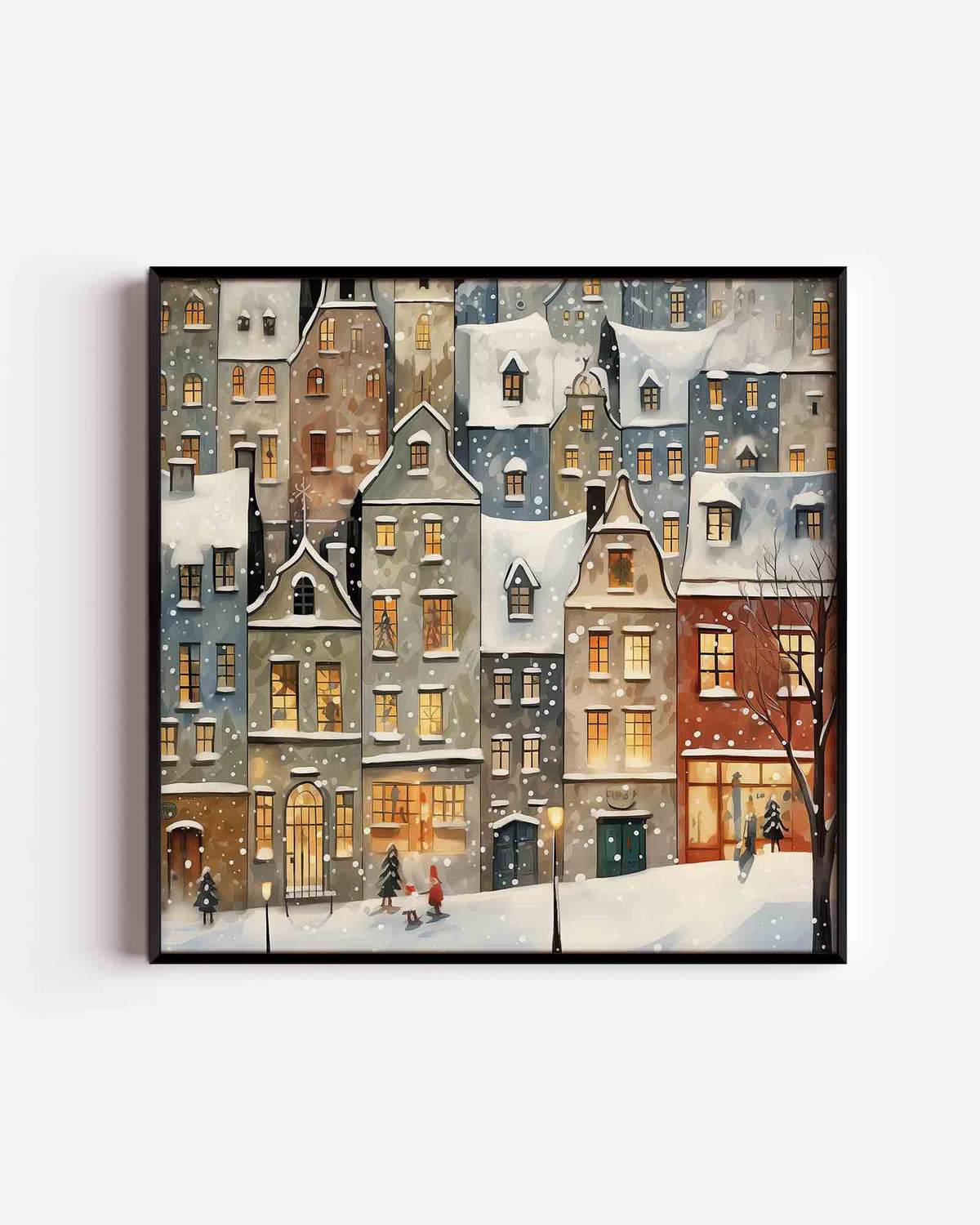 Winterse gevels – kerst vierkante poster als wanddecoratie