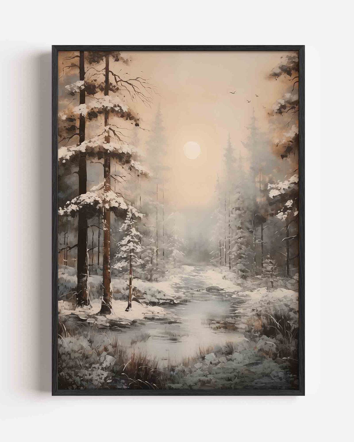 Sneeuwlandschap met bomen – botanische portret poster als wanddecoratie