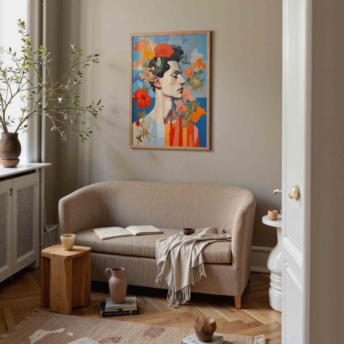 Bloemen en profiel – botanische poster in staand formaat