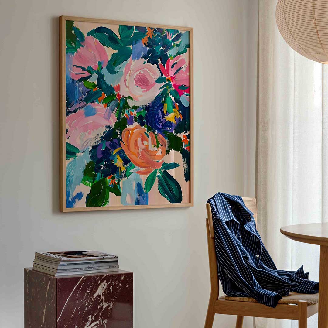 Bloemenpracht – kleurrijke illustratie poster in staand formaat
