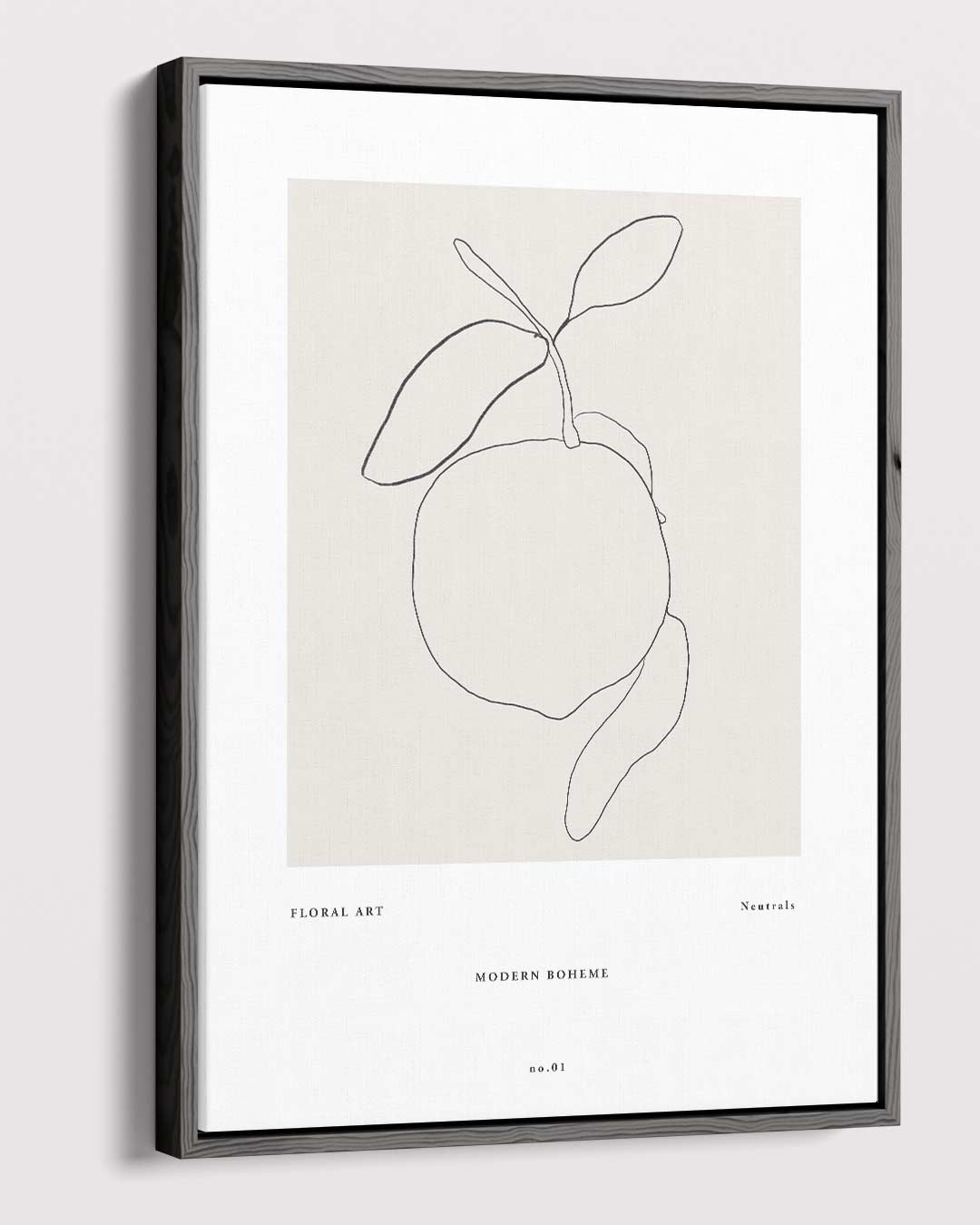 Minimalistische Lijntekening van Citrus – canvas wanddecoratie in portret formaat
