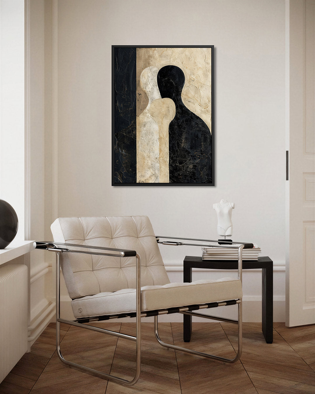 Tegenovergestelde silhouetten – kunstwerk als stijlvolle wanddecoratie