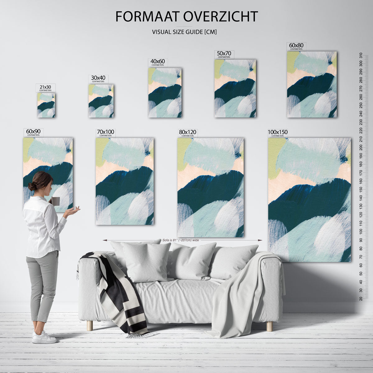 Abstracte penseelstreken – staande muurposter met artistieke uitstraling