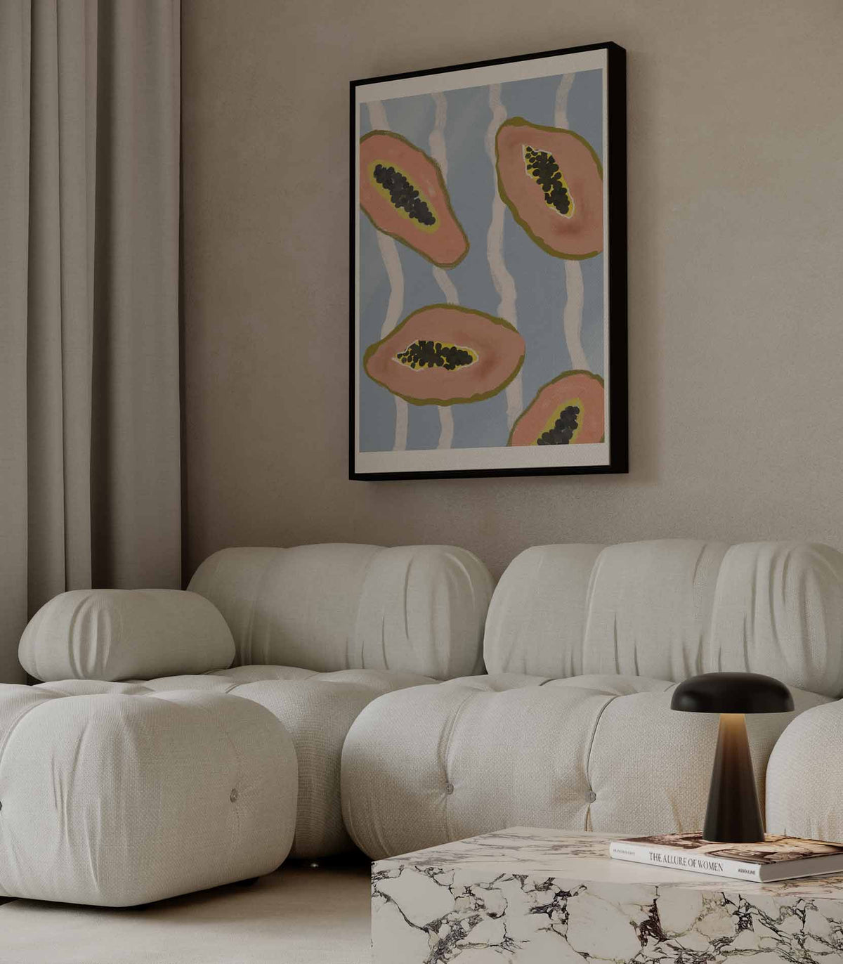 Tropische Papaya Vibes – plexiglas wanddecoratie in portret formaat