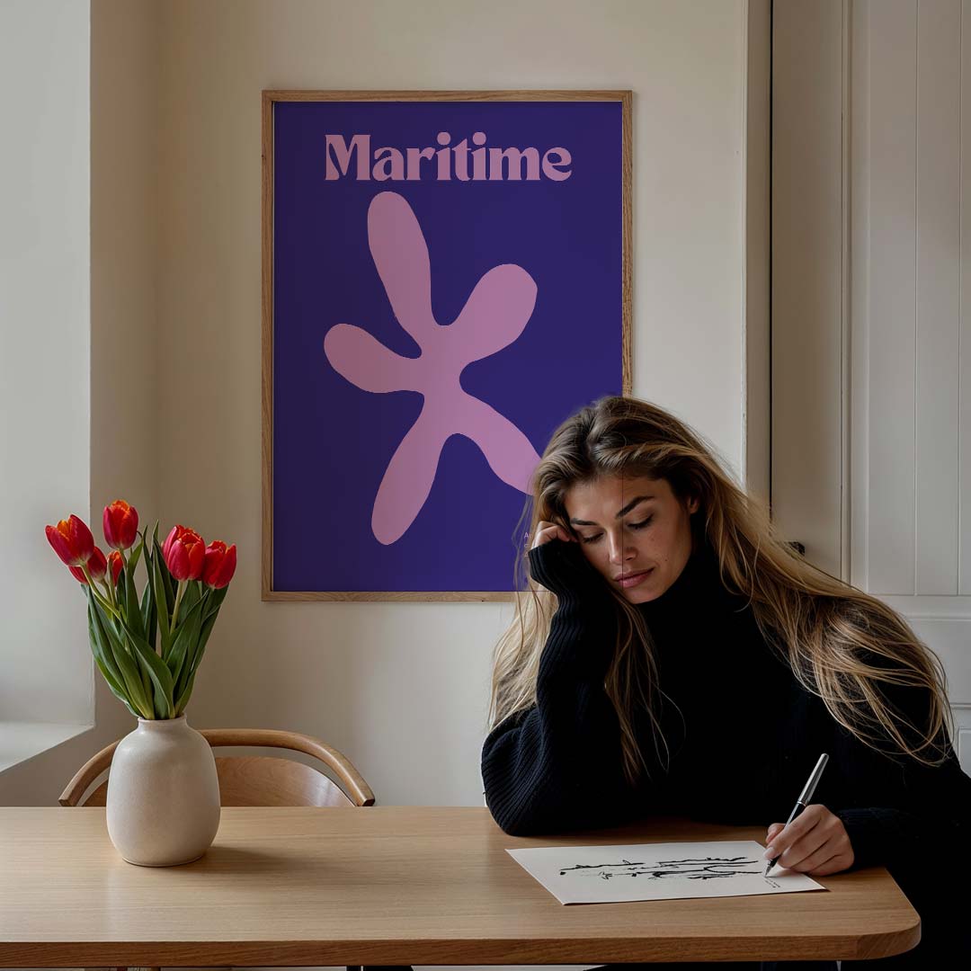 Botanische Kunst Maritiem – staande muurposter met kleurrijke abstracte vormen