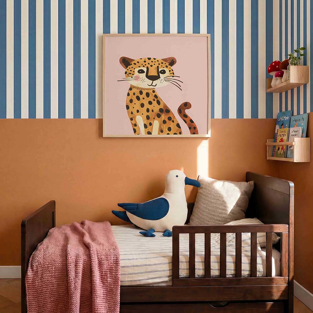 Schattige luipaard – kids poster in vierkant formaat