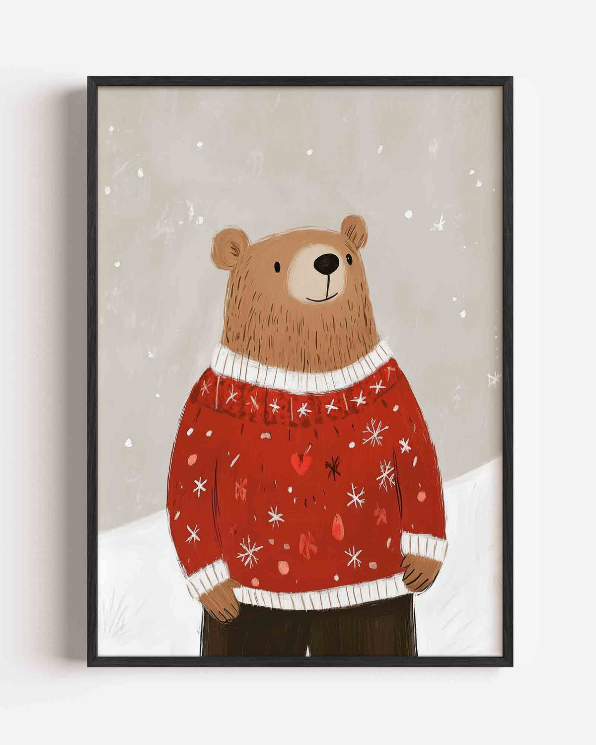 Beer met trui – kids portret poster als wanddecoratie