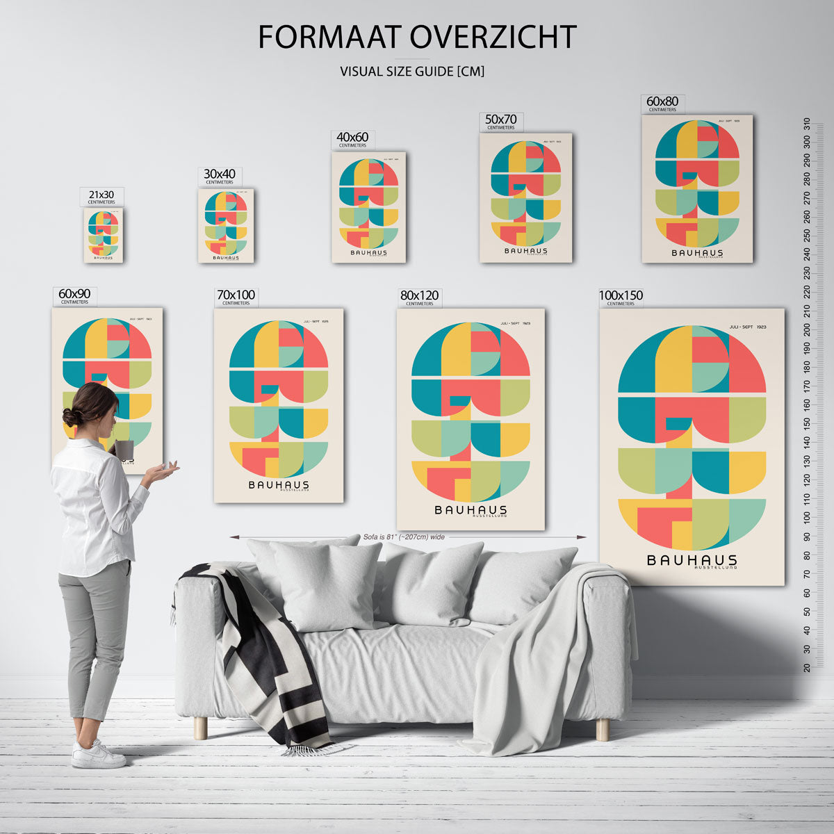 Vormritme en kleur – geometrische poster in Bauhaus-stijl van WallArtistic