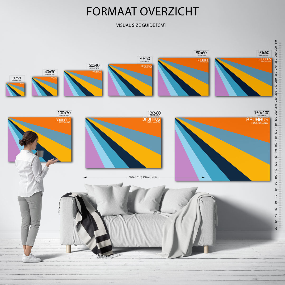 Kleurrijke stralen – geometrische poster in Bauhaus-stijl van WallArtistic