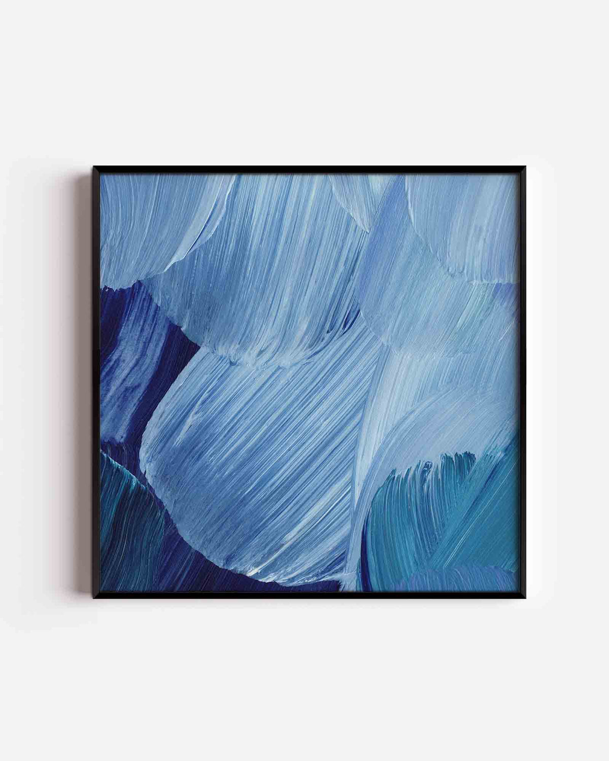 Blauwe penseelstreken – schilderkunst vierkante poster als wanddecoratie
