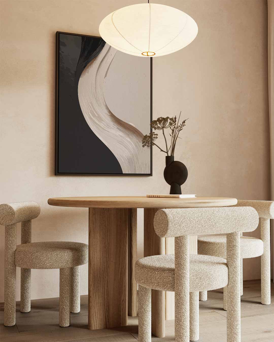 Abstracte Elegantie in Zwart en Wit – kunstwerk met zwarte baklijst