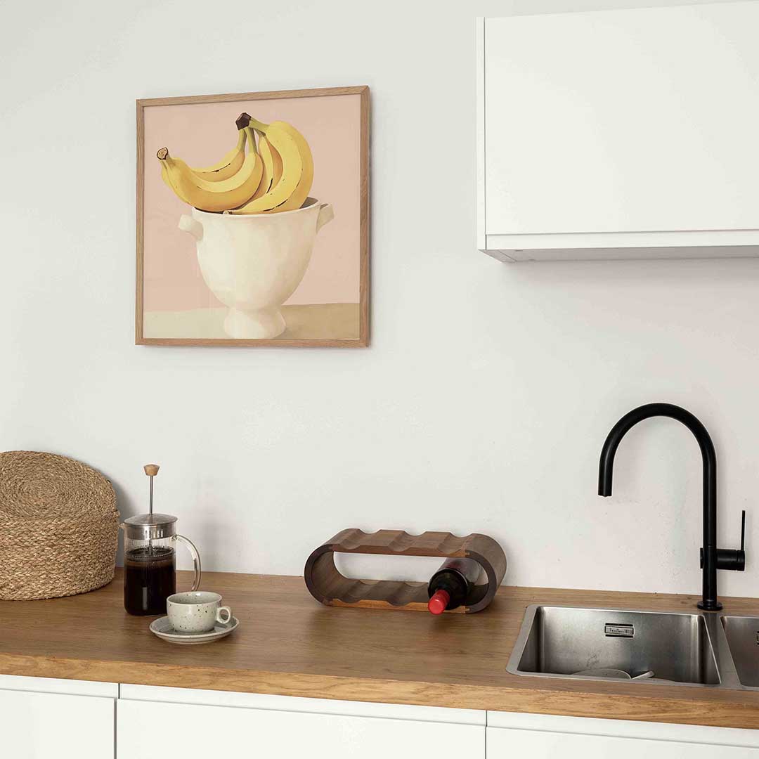 Bananen in schaal – keukenposter in vierkant formaat