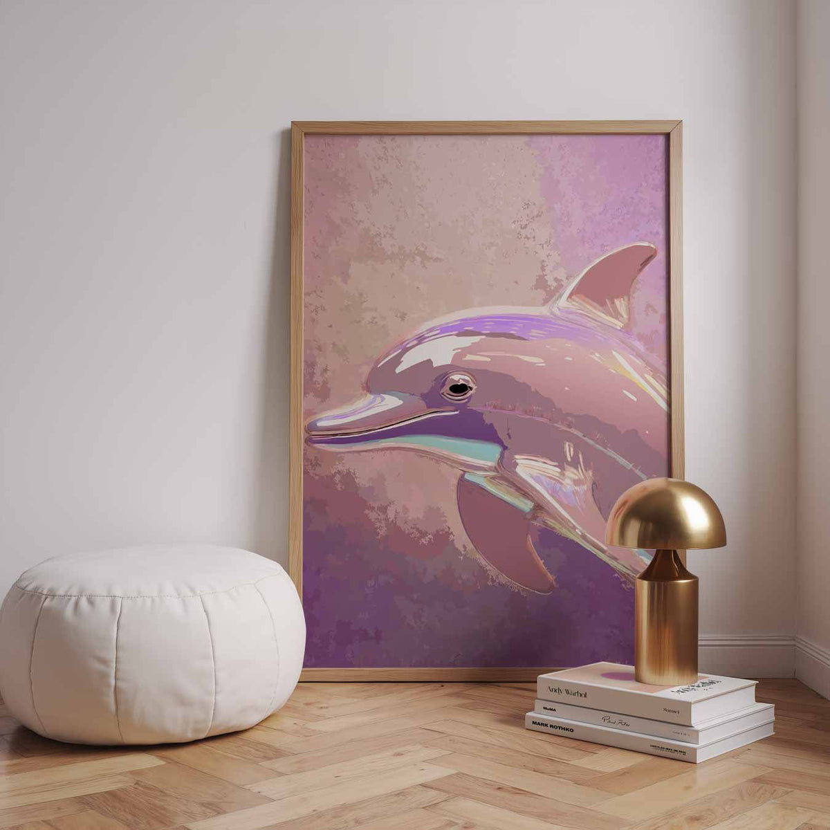 Pastelkleurige Dolfijn Kunstposter – dieren poster in staand formaat
