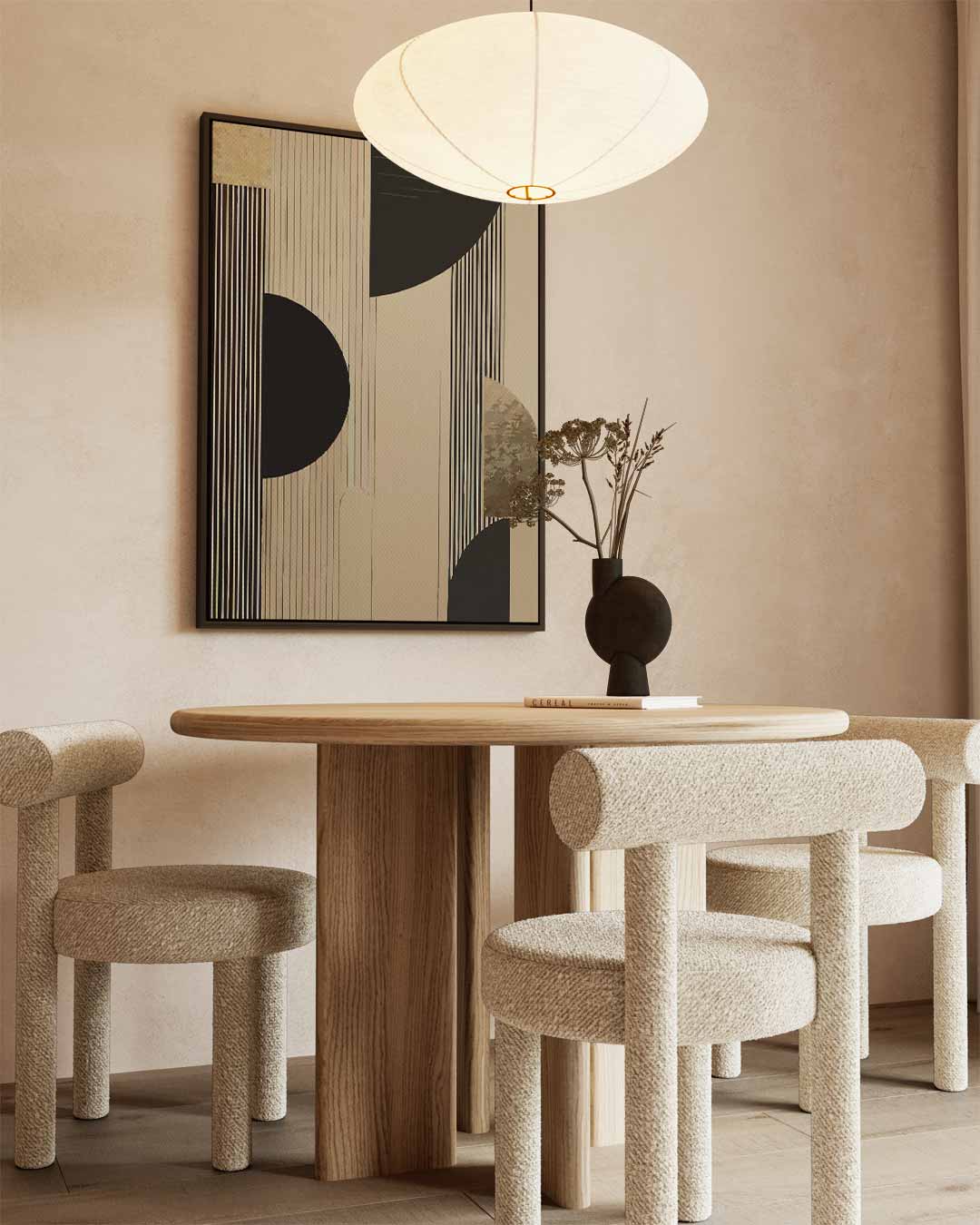 Moderne Geometrische Harmonie – kunstwerk met zwarte baklijst