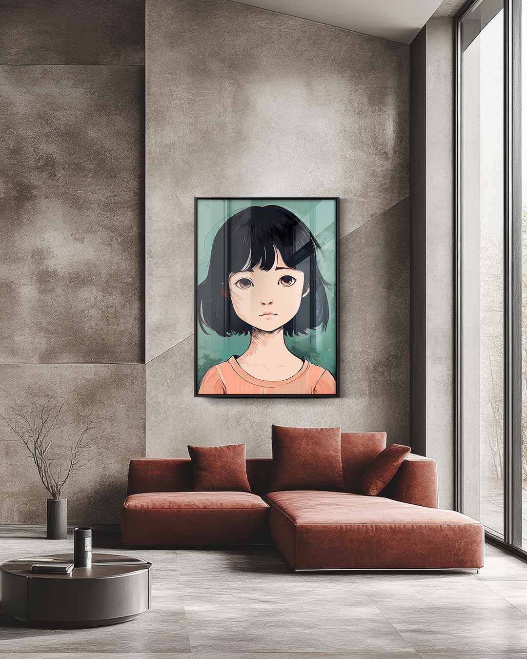 Dromerige Blik Portretkunst – staande wandkunst voor woonkamer of interieur