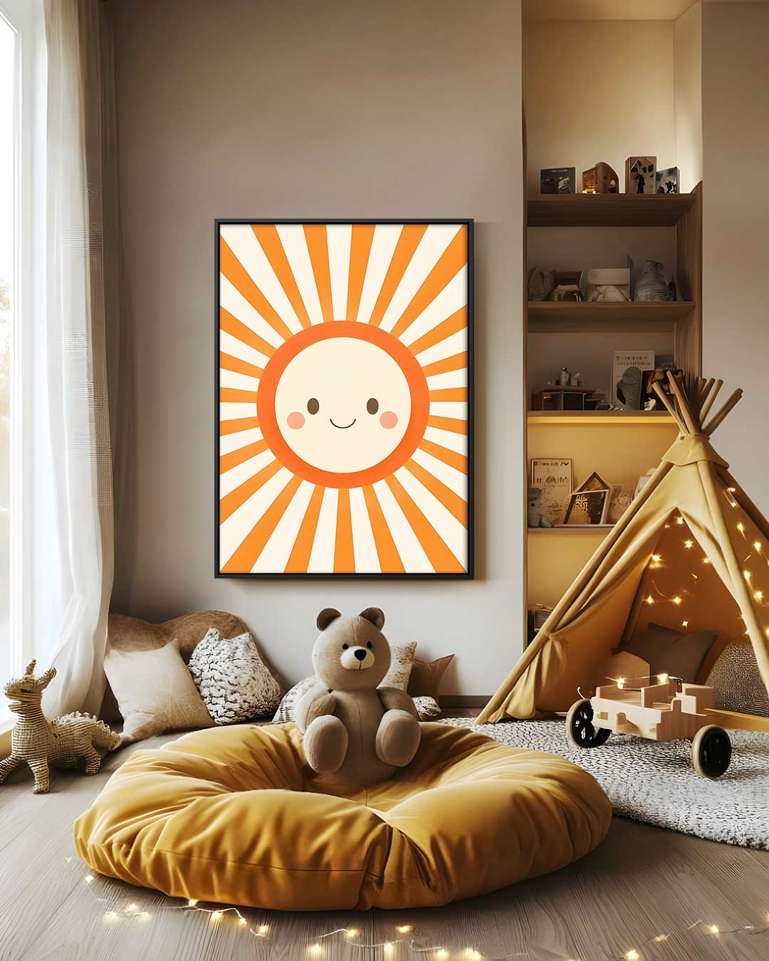 Stralende Zonneschijn Wanddecoratie – staand kunstwerk voor modern interieur