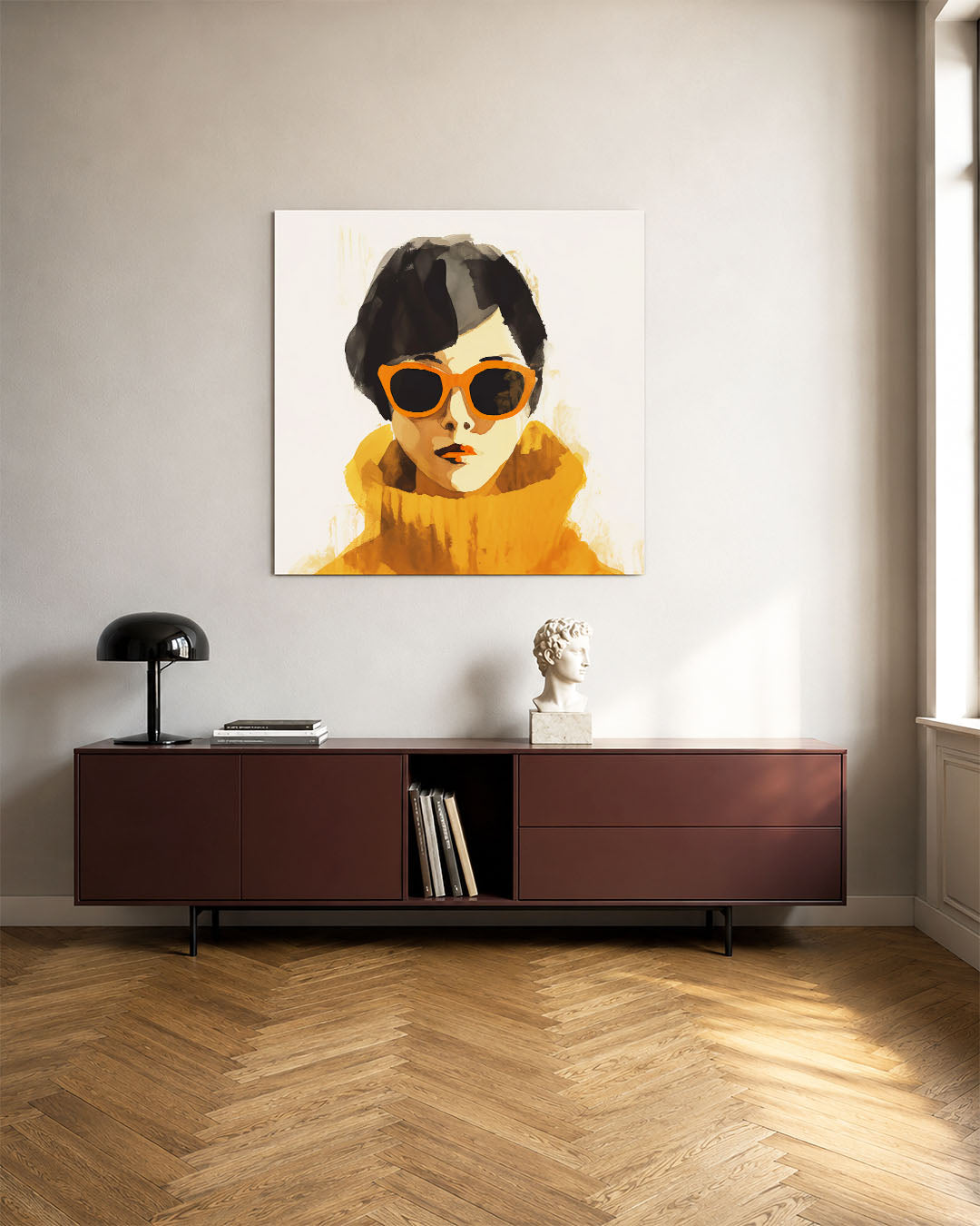 Abstract kunstwerk – tweede productweergave – een abstract kunstwerk met donkere tinten en een rustige visuele opbouw.