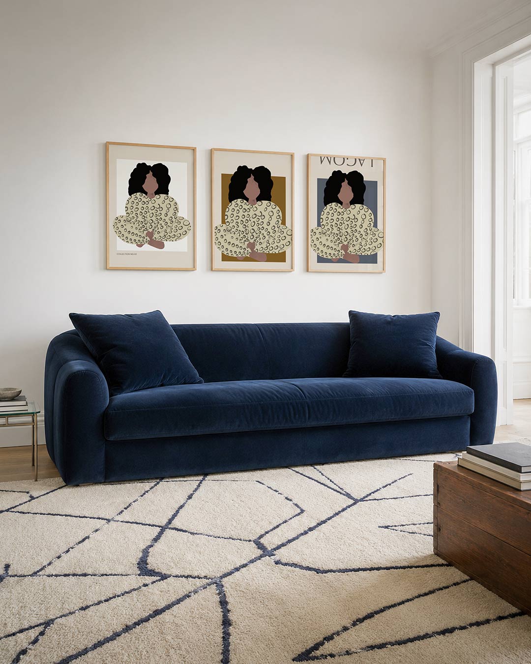 Vorm en patronen posterset – tweede productweergave – een figuur met een patroon van cirkels op een groene achtergrond