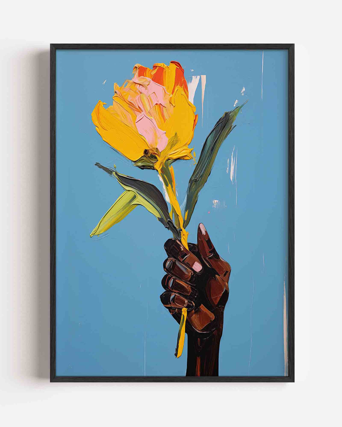 Hand met bloem – botanische portret poster als wanddecoratie