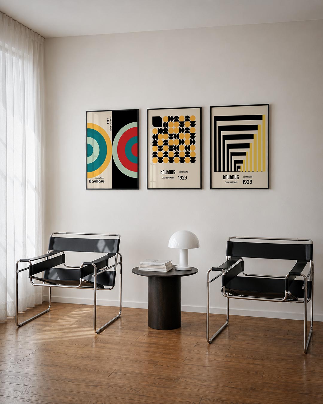 Cirkelharmonie posterset – derde productweergave – deze posterset in drie delen toont een dynamisch lijnenspel van cirkels in
