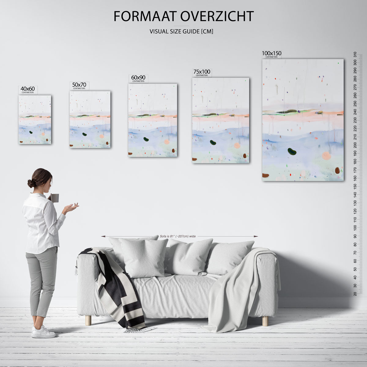 Vloeiende kleurencompositie – staand wanddecoratie kunstwerk