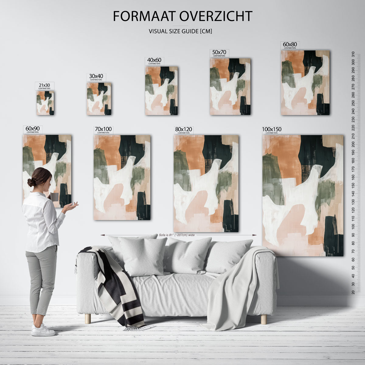 Abstracte vormen – staande muurposter voor een modern interieur