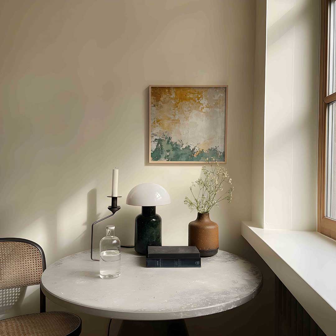 Abstracte beige en groene – textuur poster in vierkant formaat