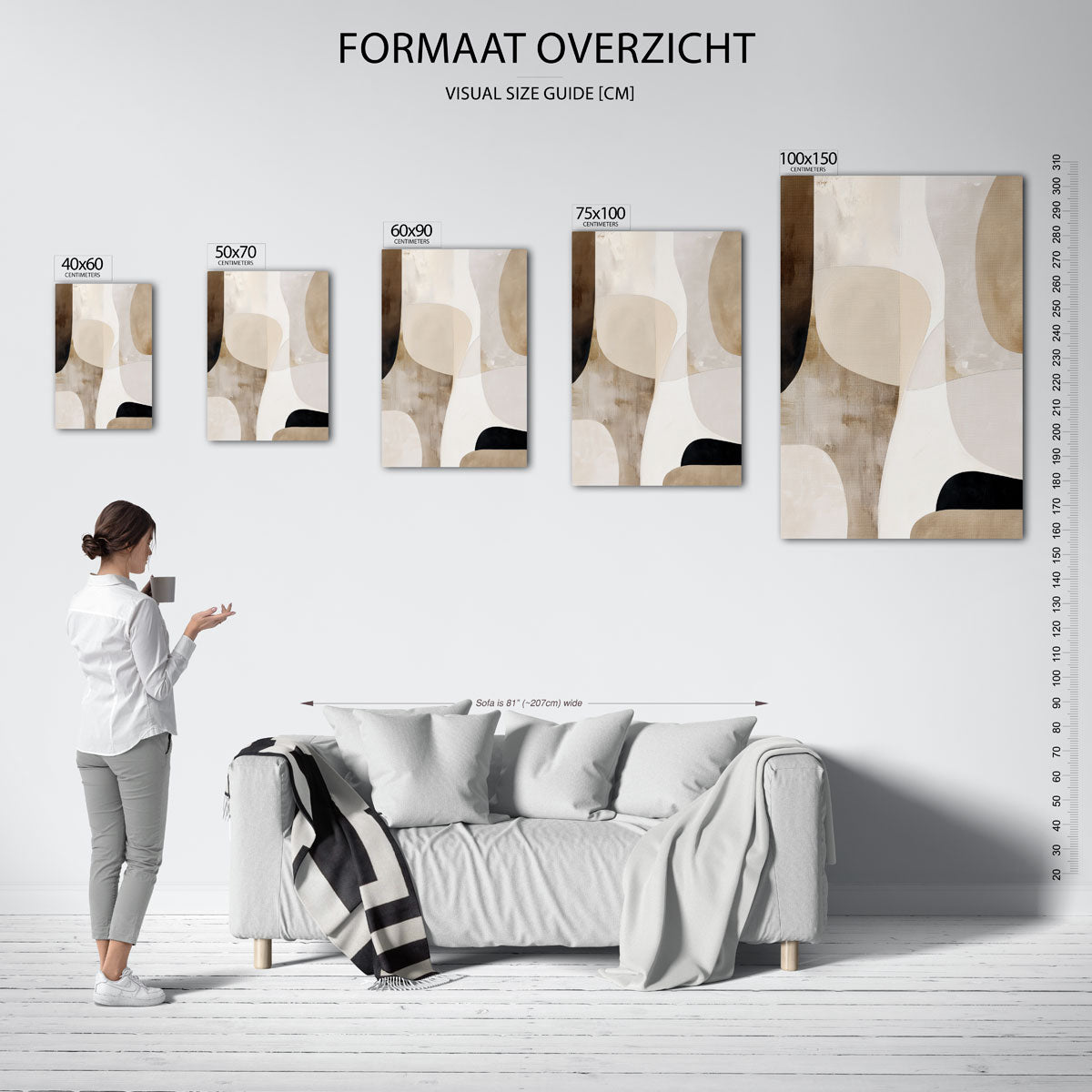 Organische vormen compositie – staande wanddecoratie van WallArtistic