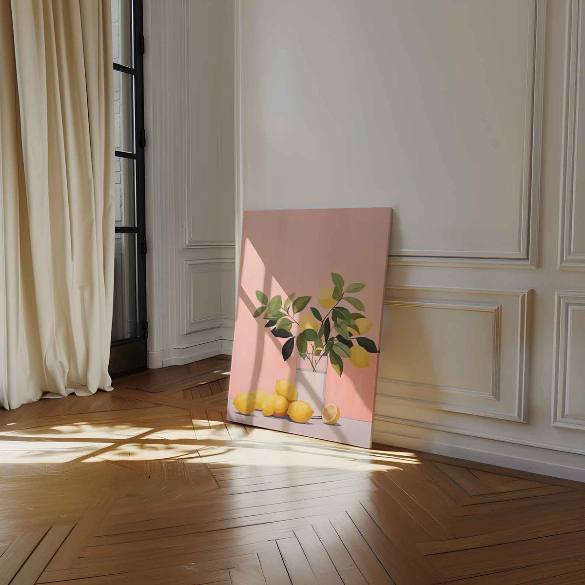 Citrussfeer op Doek – staand kunstwerk voor modern interieur